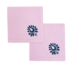 Indian Tulip Dinner Napkins, Lilac and Navy, Set of 2