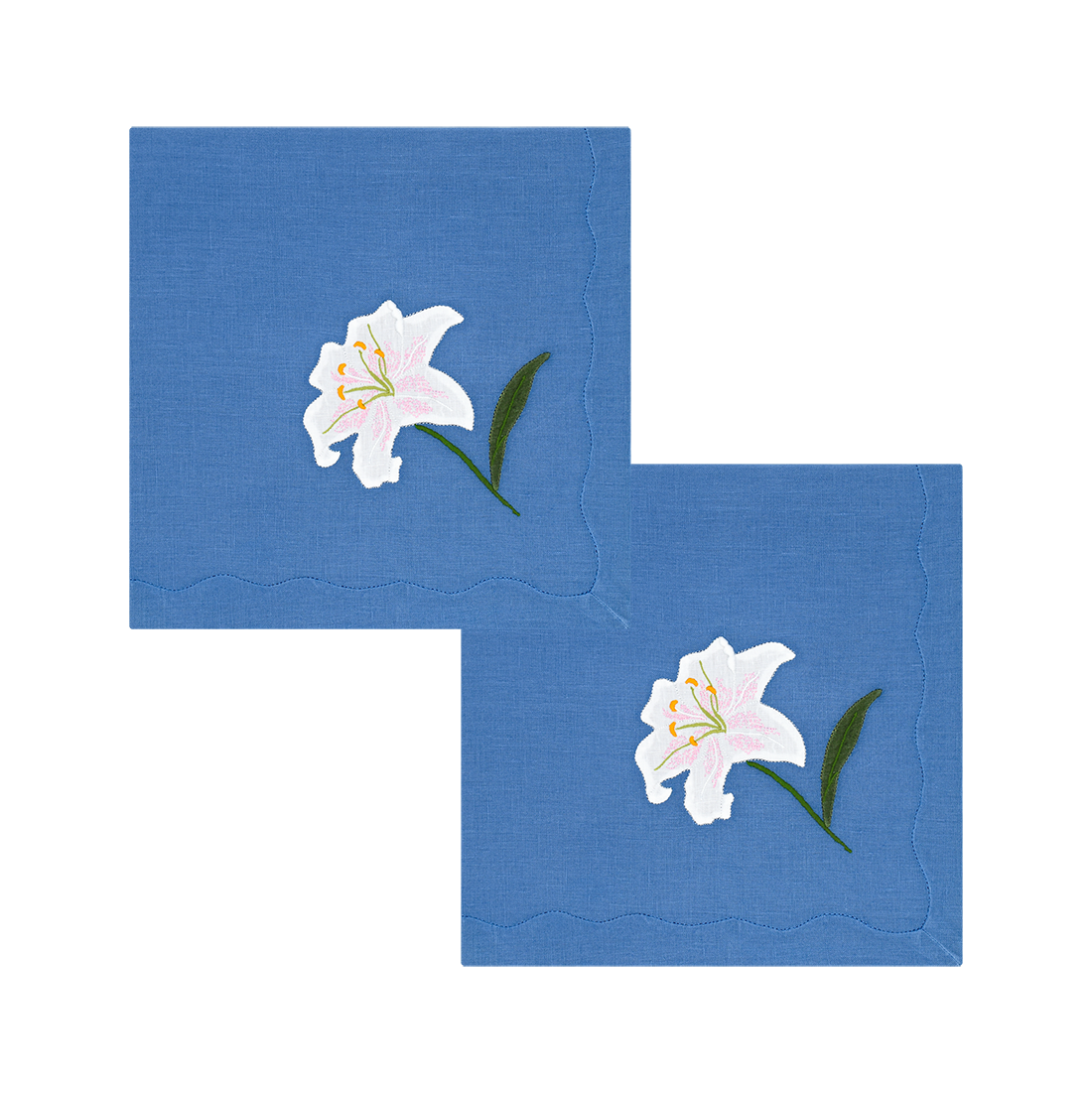 Lily Flower Dinner Napkins French Blue, Set of 2