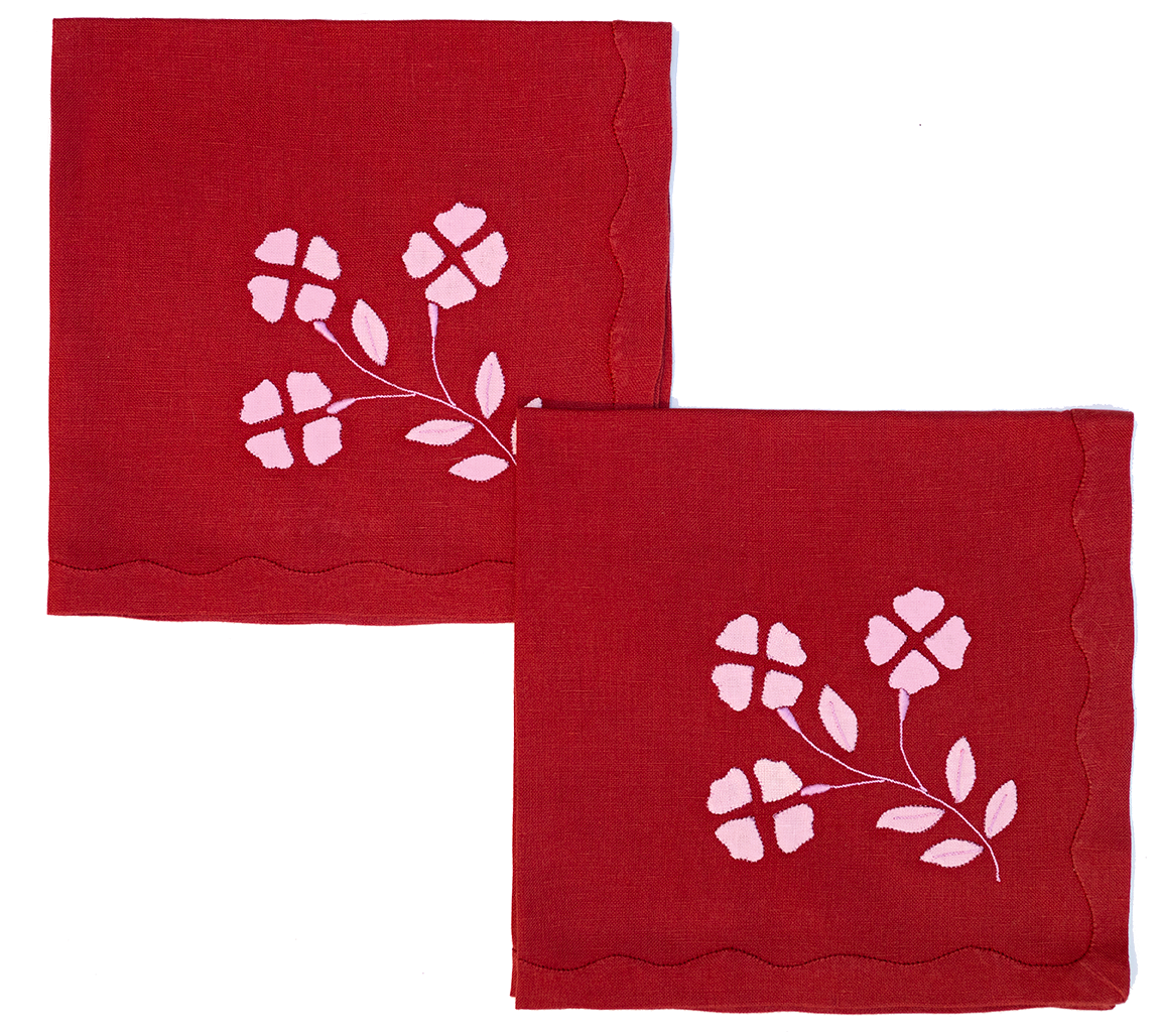 Matisse Dinner Napkins, Red & Pink, Set of 2