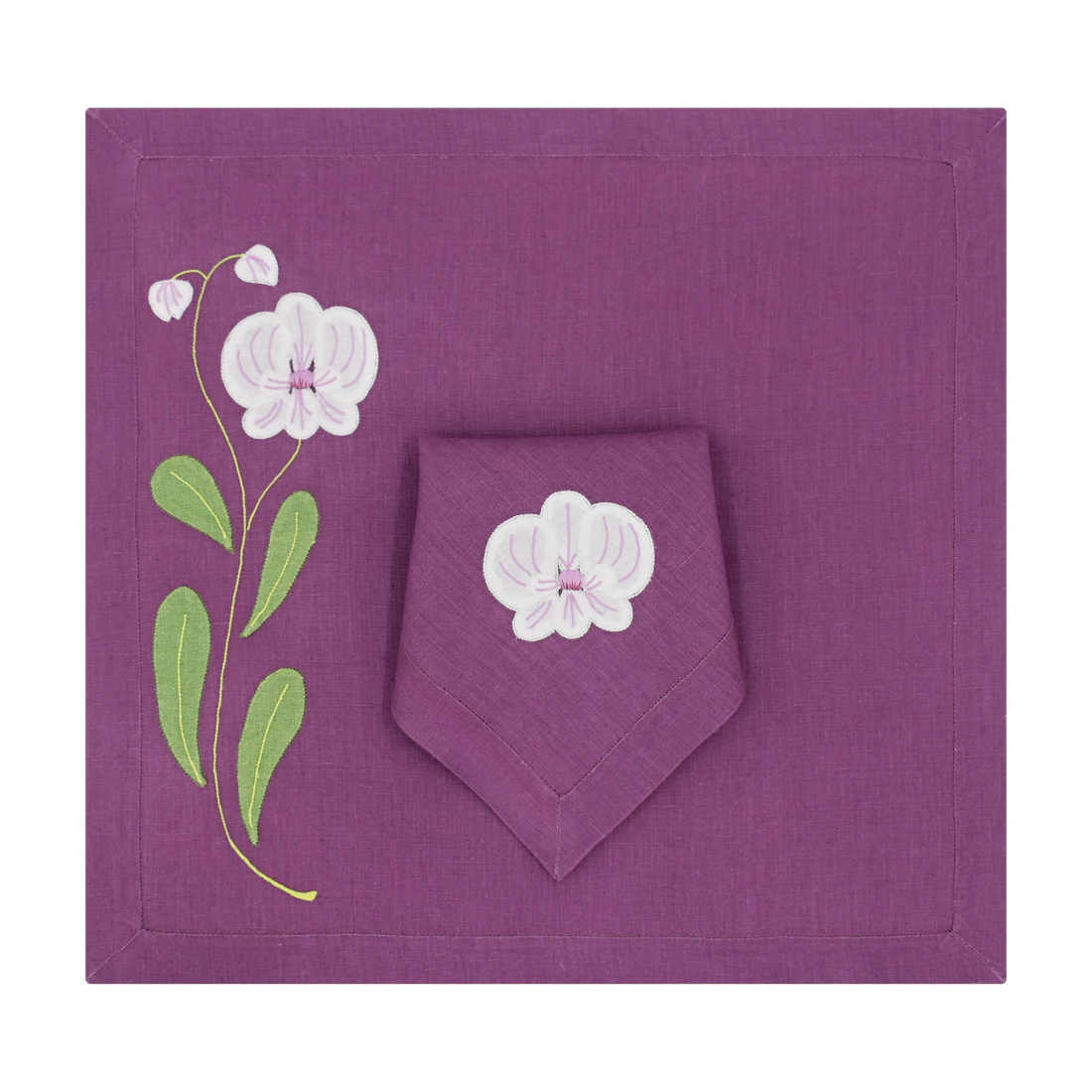 Orchid Placemats Aubergine, set of 2