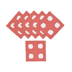 Shell Cocktail Napkins Coral, Set of 6